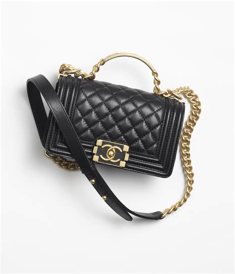 chanel boy bag black gold small